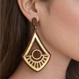 Gold and Brown Geometric Earrings